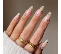 TELAIN Set d'ongles artificiels à coller, 24 pièces Full Cover ongles avec 12 tailles, y compris une lime à ongles, Jelly autocollant, réutilisable Press On Nails