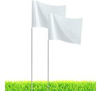 TELAIN Weiß Markierungsfähnchen, lot de 20 drapeaux de repérage, drapeaux de pelouse et de frontière, drapeaux de dressage pour chien pour la délimitation de jardin, drapeaux d'arpentage, drapeaux