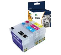 Teland Lot de 4 27XL 27 27xl T2711-T2714 Cartouche d'encre Rechargeable Vide de Rechange pour imprimante Epson WF-3620 WF-3640 WF-7720 WF-7710 WF-7210 WF-7610 WF-7620 WF-7110