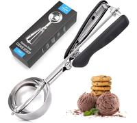 TELANKS Cuillere a Glace Professionnelle 4 ou 5 ou 6 cm, Cuillère à Glace en Acier Inoxydable avec Gâchette et Poignée Confortable pour Boule à Glace, Pâtisserie, Boule à Melon (5 cm)