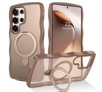 Telaso Coque de protection pour Samsung S25 Ultra - Avec support magnétique - Mat translucide - Anti-chocs et anti-chute - Sable du désert
