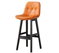Téle-Barres Dossier comptoir, Tabouret Bar Cuir synthétique avec des Pattes en Bois (Salle à Manger l'îlot de Cuisine) (orange-1ps, cm 24 Pouces)