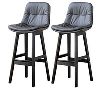 Téle-Barres Dossier comptoir, Tabouret Bar Cuir synthétique avec des Pattes en Bois (Salle à Manger l'îlot de Cuisine) (Gris foncé-2ps, cm 24 Pouces)