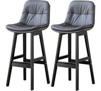 Téle-Barres Dossier Hauteur comptoir, chaises Bar Tabouret Cuir synthétique avec des Jambes en Bois (Salle à Manger l'îlot de Cuisine) (Grey-2ps foncé, 71 cm)