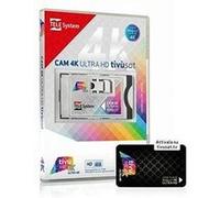 Tele System CAM Certified tivùsat 4K Ultra HD pour Regarder Les chaînes en Haute définition et 4K. Emplacement CAM pour TV et décodeur, Smartcard Incluse. Serie A avec DAZN sur tivùsat.