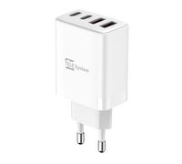TELE System TS833 EU Chargeur USB-C et USB-A 40 W, 4 Ports Fast Charge, Recharge Rapide Intelligente pour Smartphones et tablettes, Adaptateur Mural Compact avec Protection intégrée