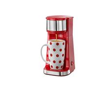 TELE WELT Smart Kitchen Mini machine à café rouge [avec gobelet isotherme] Machine à café filtre - Cafetière à filtre - Cafetière à filtre - Cafetière à filtre - Cafetière en acier inoxydable