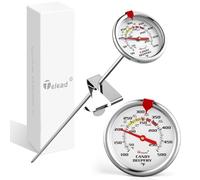 Telead Thermomètre à bonbons étanche IP67 - Thermomètre à huile pour frire avec clips - 22,9 cm côté de la casserole, cadran arc-en-ciel, thermomètre pour friture à l'huile, bonbons, bougies, barbecue