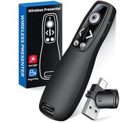 Télécommande 2 en 1 USB de Type C pour présentation PowerPoint, Powerpoint Clicker avec Hyperlink et contrôle du Volume PowerPoint Slide Advancer pour Mac, Ordinateur, Ordinateur Portable