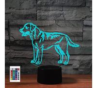 Télécommande 3D en forme de chien doré avec 16 couleurs - Illusion de veilleuse en acrylique LED Lampe de chevet pour chambre d'enfant Décoration de bureau Cadeau d'anniversaire