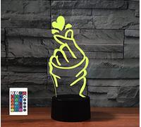 Télécommande 3D en forme de cœur avec télécommande 16 couleurs Illusion de veilleuse en acrylique LED Lampe de chevet pour chambre d'enfant Décoration de bureau Cadeau d'anniversaire Jouet
