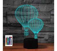 Télécommande 3D montgolfière à 16 couleurs Illusion de veilleuse en acrylique LED Lampe de chevet pour chambre d'enfant Décoration de bureau Cadeau d'anniversaire Jouet pour enfants
