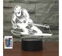 Télécommande 3D pour le ski - 16 couleurs - Illusion de veilleuse en acrylique LED - Lampe de chevet pour chambre d'enfant - Décoration de bureau - Cadeau d'anniversaire - Jouet pour enfants