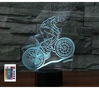 Télécommande 3D pour vélo de montagne 16 couleurs Illusion de veilleuse en acrylique LED Lampe de chevet pour enfants Décoration de bureau Cadeau d'anniversaire Jouet pour enfants
