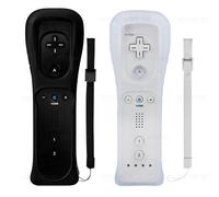 Télécommande Bluetooth sans fil 2 en 1 pour Wii Wii U Controle, manette de jeu Motion Plus en option, ensemble Nunchuck avec coque en silicone BK