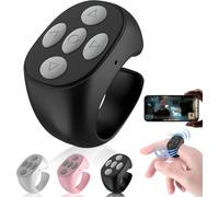 Télécommande Bluetooth sans Fil du Bout des Doigts, Anneau De Défilement pour Caméra Vidéo Courte, Télécommande Paresseuse Tourne-Page Bluetooth (Noir)