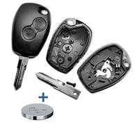 Télécommande de clé de voiture sans fil 1 x boîtier 2 boutons + 1 x clé vierge VAC102 + 1 x pile CR2016 + 1 x barrette de batterie compatible avec Renault/Dacia/Opel
