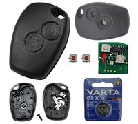 Télécommande de Rechange sans Fil avec 2 Boutons + 2 Boutons-Pression + 2 Piles compatibles pour Renault Twingo II Clio III Kangoo II Wind Modus Master IV