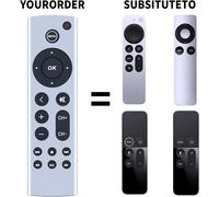 Télécommande de Rechange Universelle pour Apple TV 4K / Gen 1 2 3 4/ HD A2843 A2737 A2169 A1842, télécommande Universelle, Pas de Fonctions vocale, pavé Tactile et Bluetooth