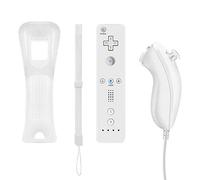 Télécommande et contrôleur Nunchuck de rechange pour manette Nintendo Wii et Wii U, télécommande sans fil Crifeir et contrôleur Nunchuck avec étui en silicone et dragonne (Blanc1)