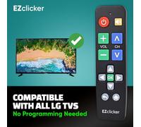 Télécommande LG Télécommande à Gros Boutons pour téléviseurs LG Uniquement (Noir) Simplifiée et Facile à Utiliser (2 Piles AAA Non incluses)