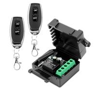 Télécommande sans fil 220 V 230 V Relais Récepteur avec 2 émetteurs porte-clés, 1 canal RF Commande radio Contacts libres de potentiel, contrôleur de relais sans fil pour lampes, portes, portes de