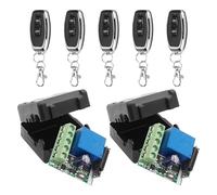 Télécommande sans fil 433 MHz DC 12 V 1CH RF Relais récepteur Module avec émetteur longue distance pour porte de garage (2 récepteurs + 5 télécommandes)