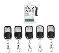 Télécommande sans fil 433Mhz DC 12V 1 Canal Mini Radio Control Relais Récepteur avec 5 porte-clés émetteurs Contacts libres de potentiel Relais pour LED/lumière/porte/serrure électromagnétique