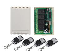 Télécommande sans fil à relais DC 12V RF Module de commutateur de relais à distance 4 canaux Télécommande universelle 50M / 100M pour garage Porte de voiture (4 émetteurs avec 1 récepteur)