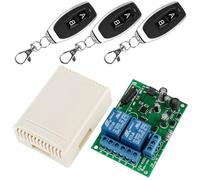 Télécommande sans fil FR 433 MHZ 2 canaux : AC 220 V 230 V 240 V Relais sans fil Récepteur avec 3 émetteurs de commande radio, module relais RF Interrupteur Transmetteur pour porte de garage