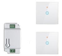 Télécommande sans fil, panneau tactile RF433 pour lumières, chauffages, ventilateurs, alimentation par piles, aucun câblage nécessaire, blanc (B)