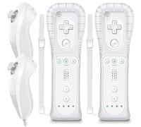 Télécommande Wii et Nunchuck - Télécommande sans fil Plus avec coque en silicone et dragonne pour Wii/Wii U (sans Motion Plus)