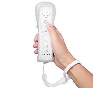 Télécommande Wii : manette de jeu manette Wii télécommande sans fil connexion capteur de mouvement manette de jeu de remplacement pour console Wii et Wii, avec étui en silicone et dragonne (blanc)