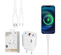 Telefon-Ladegerät-Block, schnelles Telefon-Ladegerät | 30-W-Ladeblock mit Typ-C-Ladekabel | 2 USB-Handy- für Mobiltelefone, Tablets