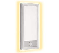 Telefunken Applique murale extérieure à LED avec détecteur de mouvement et capteur crépusculaire Effet Backlight 16 W 2000 lm IP44 Blanc argenté 280 x 150 x 45 mm