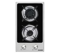 Telefunken TKGOG2X plaque Noir, Acier inoxydable Intégré 29 cm Gaz 2 zone(s)
