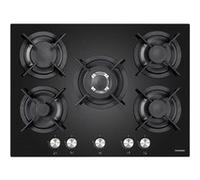 TELEFUNKEN Plaque gaz TGV5C, 70 cm, 5 foyers , verre noir Noir G