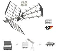 telefunken t-tnt4tv-b antenne extérieure pack réception sat 4 tv b Gris