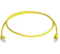 Telegärtner 100008032 RJ45 Câble réseau, câble patch CAT 6a S/FTP 0.25 m jaune ignifuge, avec cliquet dencastrement, paire blindée, blindage double, sans