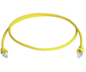 Telegärtner 100008032 RJ45 Câble réseau, câble patch CAT 6a S/FTP 0.25 m jaune ignifuge, avec cliquet dencastrement, paire blindée, blindage double, sans