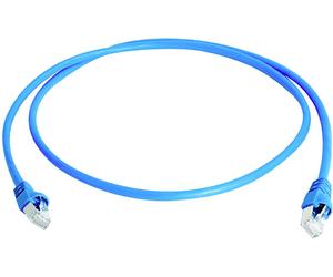 Telegärtner 100008091 RJ45 Câble réseau, câble patch CAT 6a S/FTP 0.5 m bleu ignifuge, avec manchon de protection contre les pliages 1 pc(s)