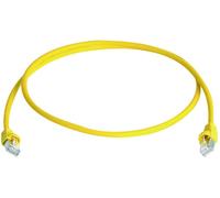 Telegärtner 100008173 RJ45 Câble réseau, câble patch CAT 5e F/UTP 0.5 m jaune ignifuge, avec manchon de protection contre les
