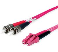 TELEGÄRTNER câble adaptateur duplex 50/125 OM4, 2x ST, 1x LC prise duplex, violet, 5 m