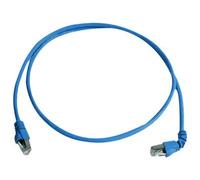 Telegärtner MP8 FS 500 - Cordon de raccordement - RJ-45 (M) pour RJ-45 (M) - 1 m - SFTP, PiMF - CAT 6a - connecteur à 90°, démarré, sans halogène, sans crochet, bloqué - bleu, RAL 5015