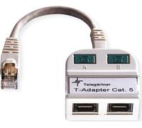 Telegärtner T-Adaptor S Cat.5e, 2xTR light grey RAL 7035, 2xTR, mâle/femelle, T-Adaptor S Cat.5e