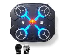 TELEININ Machine de Boxe Musicale pour Enfants, 2025 Nouvelle LED Boxe Mural Musique avec Gants de Boxe, 2 Modes, 5 Vitesses, Mode de Comptage, Bluetooth Music Boxing Machine pour La Maison (Noir A)