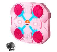 TELEININ Machine de Boxe Musicale pour Enfants, 2025 Nouvelle LED Boxe Mural Musique avec Gants de Boxe, 2 Modes, 5 Vitesses, Mode de Comptage, Bluetooth Music Boxing Machine pour La Maison (Rose A)