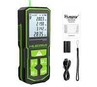 Télémètre Laser à Rayon Vert 120m, Huepar Digital Meter avec écran LCD, Batterie Rechargeable et Affichage à Deux Angles, Pythagore/Distance/Surface et Volume S120-G