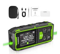 Télémètre Laser Professionnel Huepar 120M,Mesure Bidirectionnelle, Écran Rotatif 360° & Recharge Rapide USB-C,Mode pythagoricien，IP54,pour Chantier, Bricolage et Aménagement(Vert)-BLM120