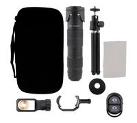 Téléobjectif avec trépied pour téléphones portables, kit d'objectif grand angle fisheye zoom 16x-35x avec oculaire réglable et grande ouverture
